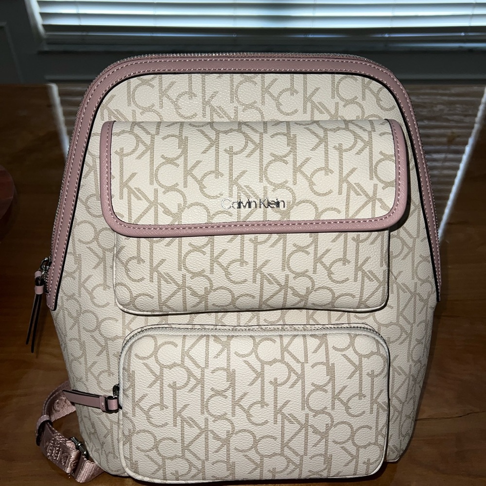 Calvin Klein Beige Monogram Backpack - image 2